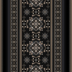 Vector line art seamless border for design template.