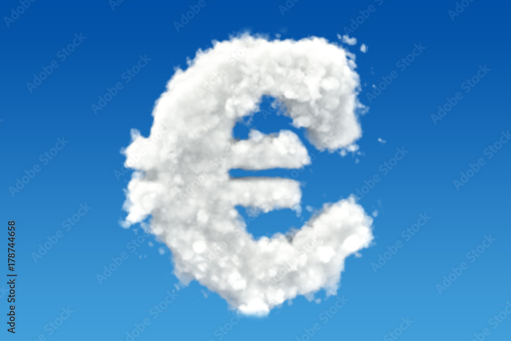 Aufkleber euro symbol from clouds in the sky. 3d rendering