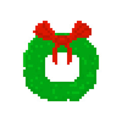 Pixel Christmas wreath for games and applications