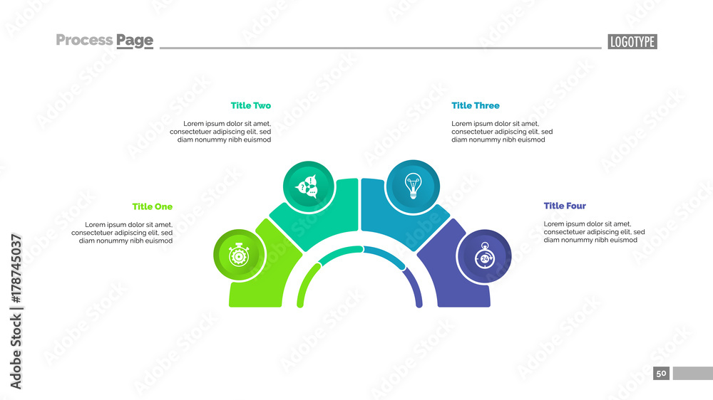 Canvas Prints process chart with four elements slide