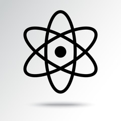Atom icon with shadow. Vector illustration