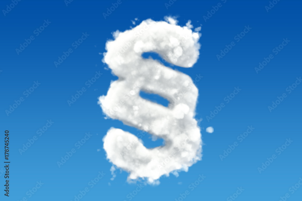 Poster paragraph, section symbol from clouds in the sky. 3d rendering