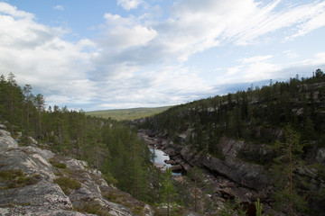Rock canyon near by Porjus, Sweden, summer 