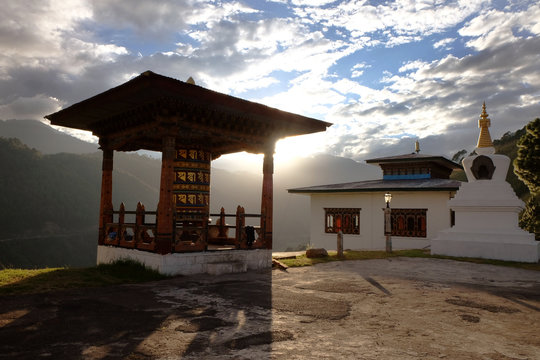 Khamsum Yulley Chorten and Prayer Wheel, Bhutan