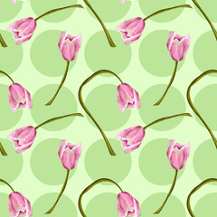 sfondo verde con tulipani rosa