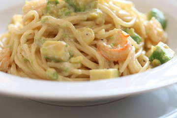エビとアボカドのクリームパスタ