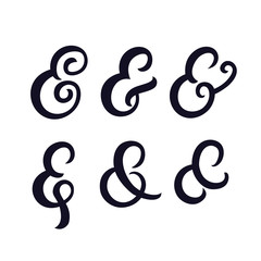 Set of hand written ampersands. Modern brush calligraphy,