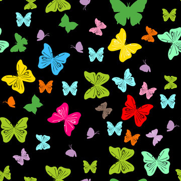 Seamless background with abstract butterflies