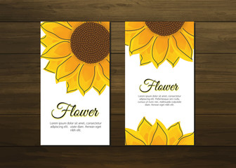 Business cards with bright yellow sunflowers