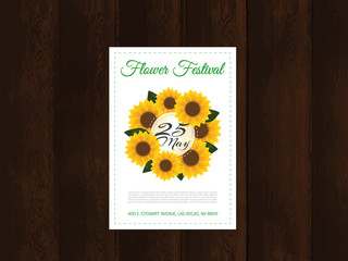 Sunflower calendar, floral calendar 2018 with flowers. Vector illustration.