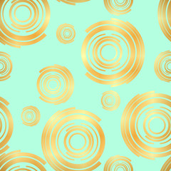 Classic seamless gold glitter pattern circle ornate. Seamless circles background.