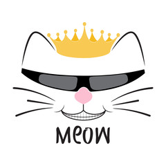 Portrait cute kitty princess with glasses,