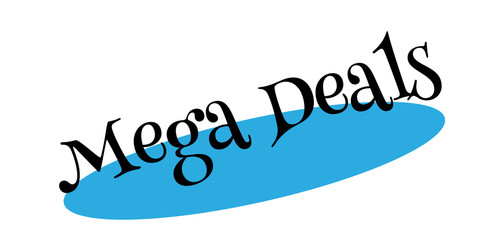 Mega Deals rubber stamp. Grunge design with dust scratches. Effects can be easily removed for a clean, crisp look. Color is easily changed.
