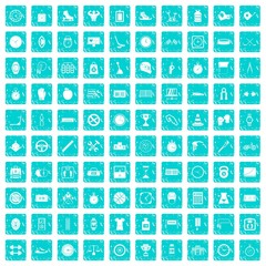 100 stopwatch icons set grunge blue
