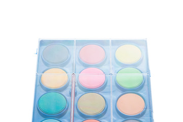 Set out of Paint inside a clean transparent Box