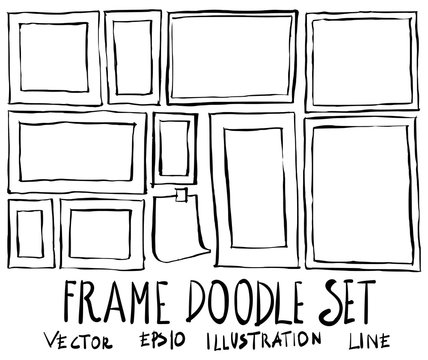 Set of Frame illustration Hand drawn doodle Sketch line vector eps10