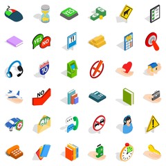 Help icons set, isometric style