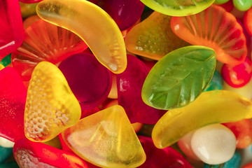 Colorful gummy candies, closeup