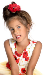 Fashionable little girl in a dress