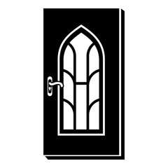 Arched glass door icon, simple style