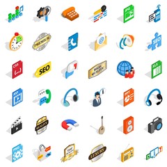 Hi fi icons set, isometric style