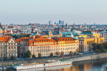 Naklejka na ściany i meble Aerial view of city center of Prague, the capital of Czech Republic