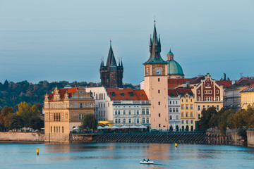 Fototapeta na wymiar Smetana's Museum and Old Town Water Tower, Prague, Czech Republic