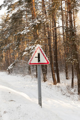 Winter time road main sign