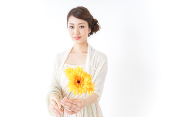 woman having flowers