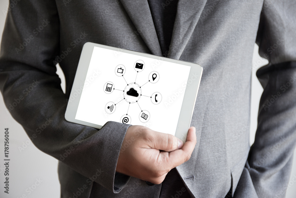 Poster cloud computing diagram network data storage technology service