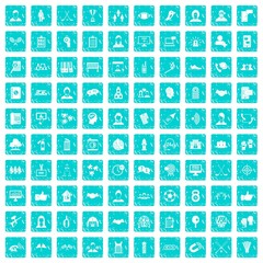 100 team icons set grunge blue