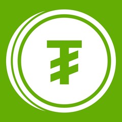 Obraz premium Tugrik coin icon green