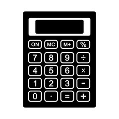 Black and white calculator icon isolated on white background. Vector illustration