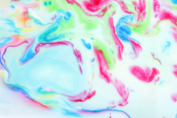 Abstract space background, multi-colored paints in liquid magma flow, climatic zones, creative pattern for designer