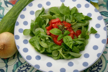 Feldsalat mit roter Paprika