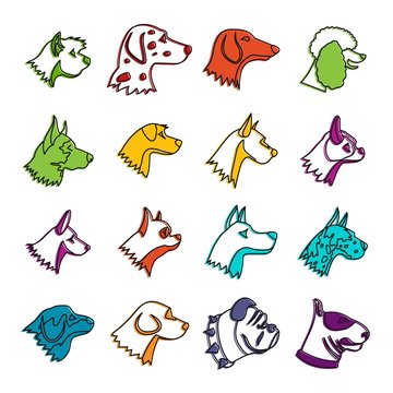 Dog icons doodle set