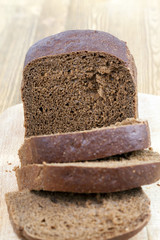 Sliced loaf of rye bread