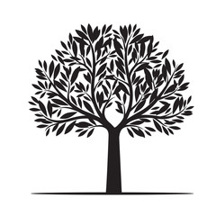 Obraz premium Black Tree with Leaves. Vector Illustration.