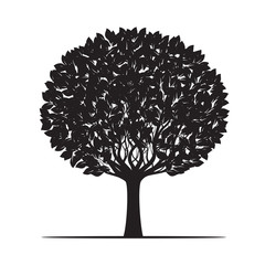 Naklejka premium Black Tree with Leaves. Vector Illustration.