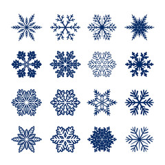 Collection of blue Snowflakes. Vector Illustration