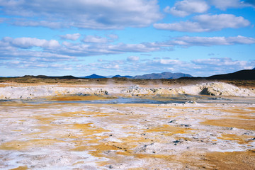 Fumarole field in Namafjall, Iceland.