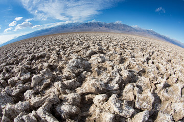 Expansive view of the Devil's Golf Course salt pan in Death Valley national park