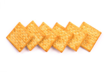 Close up the healthy  whole wheat cracker on white background