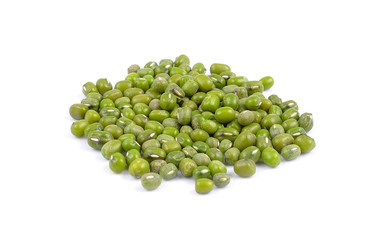 Green Mung beans isolated on white background