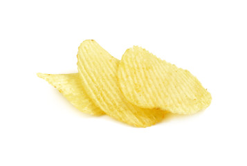 potato chips closeup isolated on a white background