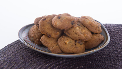 Chocolate chips cookies on background