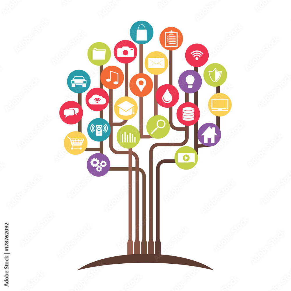 Poster growth technology tree concept. abstract of technology. cloud computing.