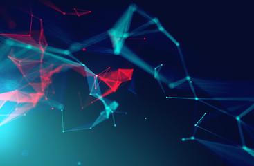 dots and lines connection on abstract technology background.