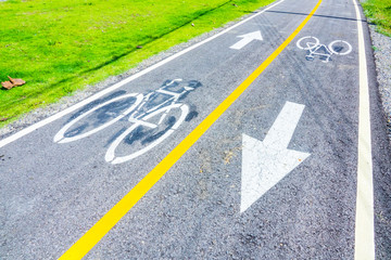 Fototapeta premium Bicycle track for safety. Bike track road