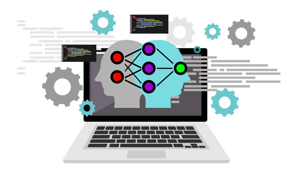 Artificial intelligence programming language. Code scripting. Programming
